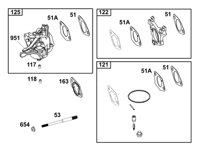 Carburetor Group Diagram and Parts List for 19N137-0239-F1 100000 - 19Z999 Briggs and Stratton Engine
